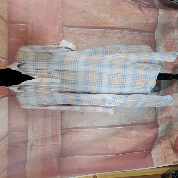 Soieblu Maxi Asymmetrical Plaid Boho Shirt Dress - Picture 1 of 10